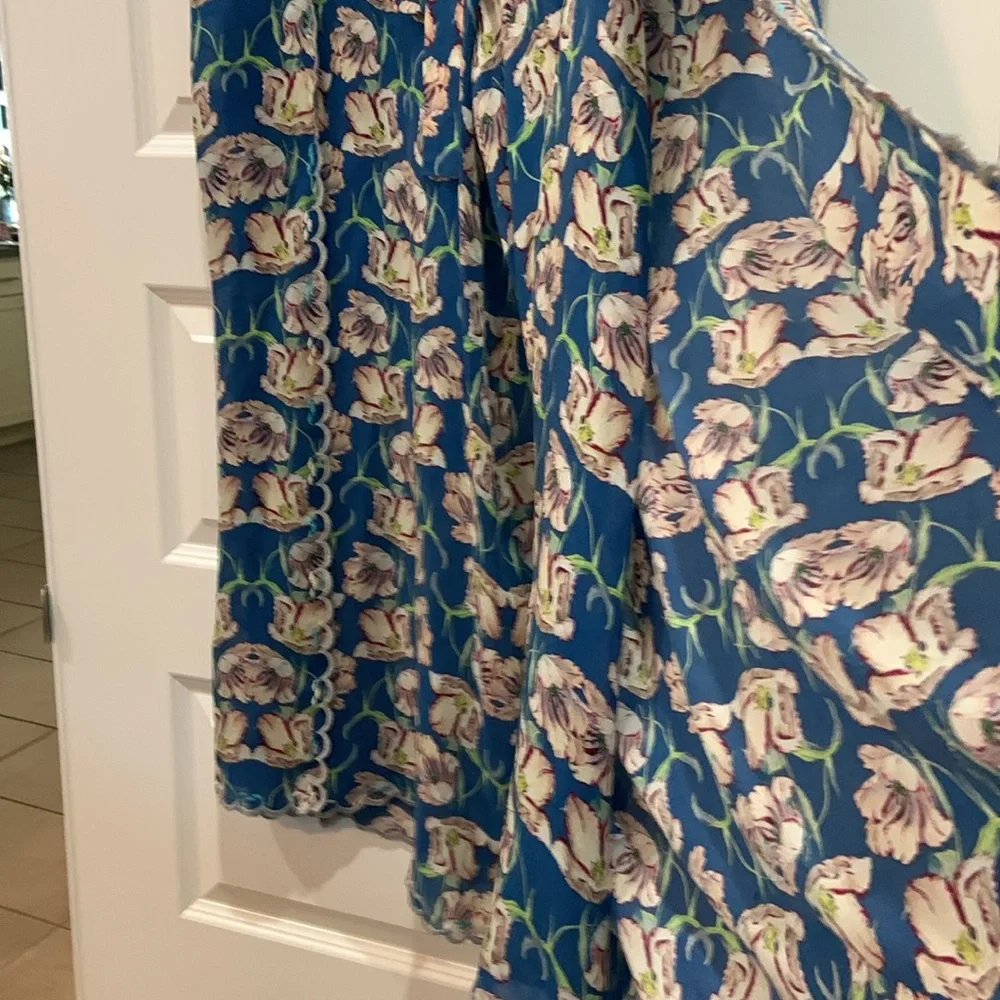 Johnny Was Blue Floral Flowy Wrap Around Blue Floral Pants, Women’s M - Picture 4 of 8
